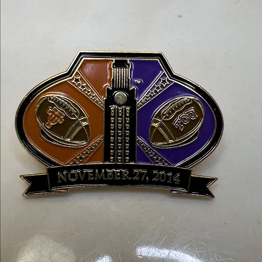Texas Longhorns vs TCU Football Event Pin with Date